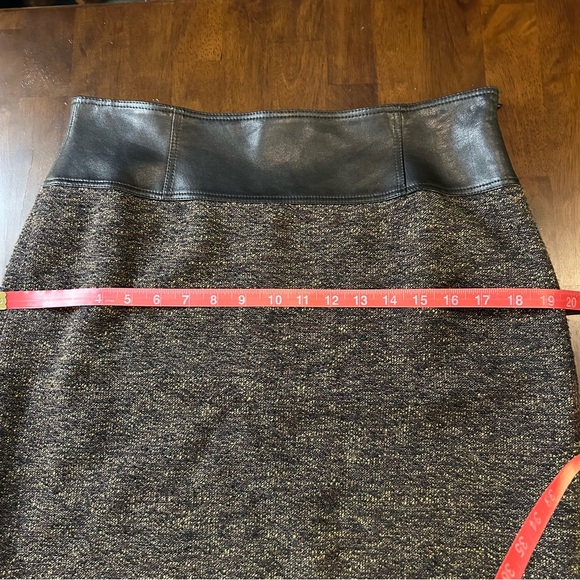 Lafayette 148 Leather and Brown Tweed Pencil Skirt Size 10 - Picture 9 of 10